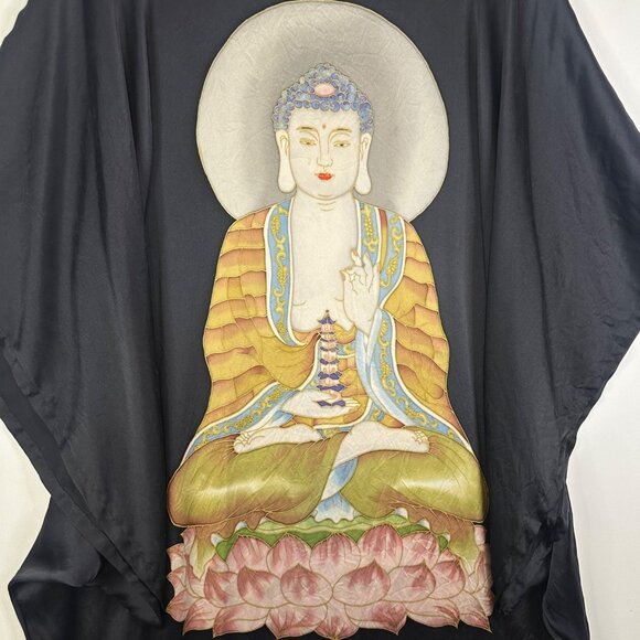 Asian Image Silk Kaftan Buddha Dress One Size Up to XL Loungewear India RARE Zen - Picture 12 of 14